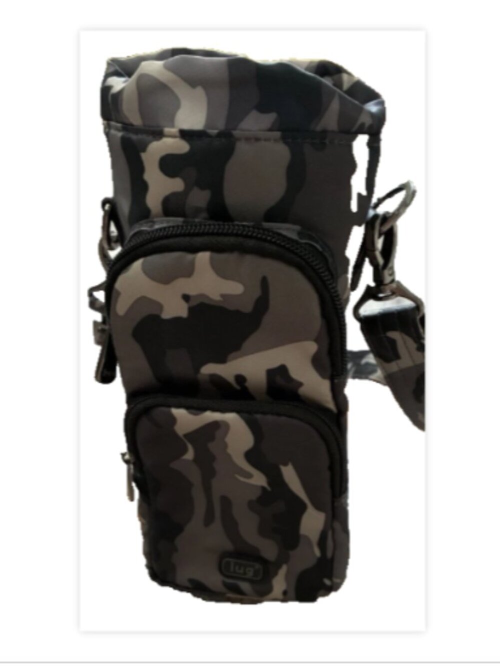 Lug Huggie and Chuggie (16oz) Insulated Crossbody Bag in Camo Black/Black